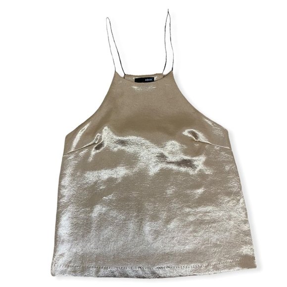 AQUA Gold Metallic Camisole Top Womens Sz XS - Picture 2 of 6